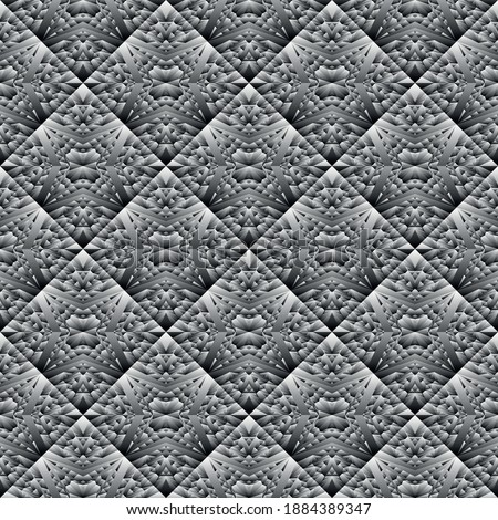 Geometric seamless pattern, ornament, abstract black and white background, fashion print, vector texture for wallpaper, textile, fabric, decoration.