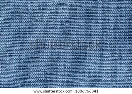 blue natural linen texture background, top view