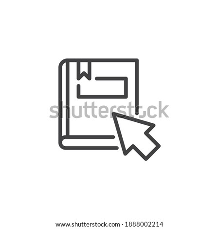 Online education line icon. linear style sign for mobile concept and web design. eBook with mouse cursor outline vector icon. Symbol, logo illustration. Vector graphics