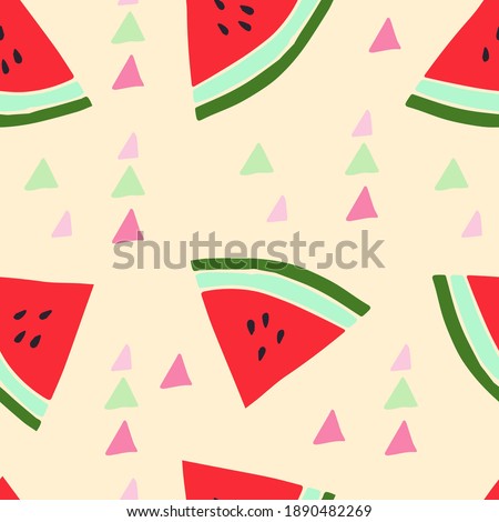 Doodle watermelon seamless pattern. hand drawn of a watermelon background Vector illustration
