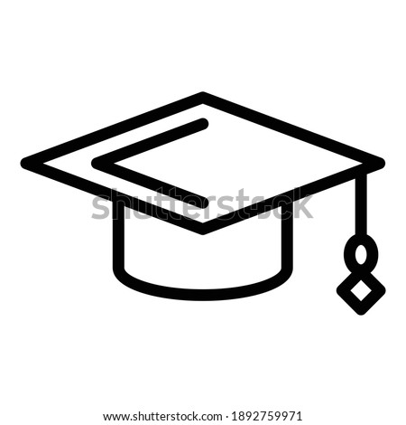 Graduate hat icon. Outline graduate hat vector icon for web design isolated on white background