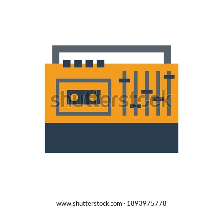 Flat tape recorder in retro style on white background vector illustration