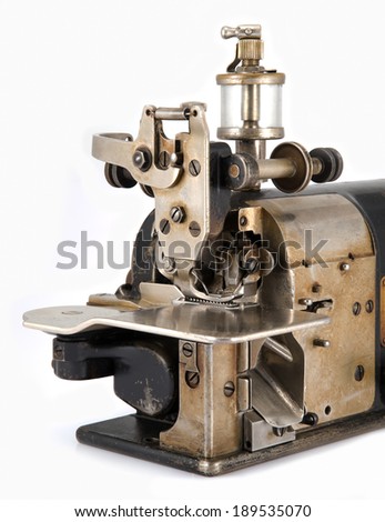 Close up of Old Industrial Overlock Sewing Machine