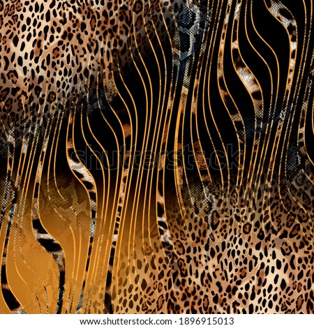 combination of colorful and black and white leopard snake textures textile pattern