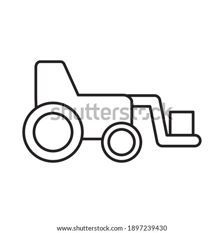 construction front loader truck icon over white background, line style, vector illustration