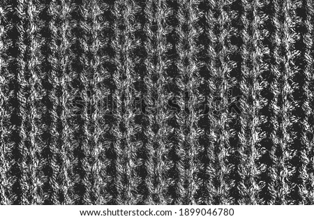 Distressed overlay texture of weaving fabric, ornamental knitted sweater, plait, jersey, pullover. grunge background. abstract halftone vector illustration