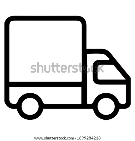 isolated modern, minimalist style cargo truck, lorry, delivery service car vector icon on white background. Can be used by logistics and transportation companies and firms for design projects. 