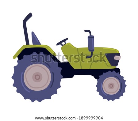 Tractor, Heavy Agricultural Machinery Cartoon Vector Illustration