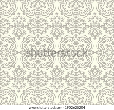 Seamless light background with brown pattern in baroque style. Vector retro illustration. Ideal for printing on fabric or paper for wallpapers, textile, wrapping. 