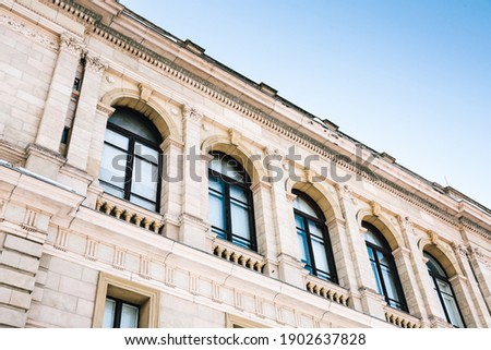 
Part of facade, details of beautiful old European building. European architecture in neo renaissance style.