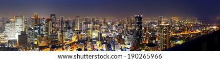 Panoramic Osaka at night, Japan 