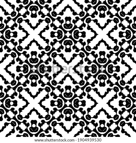 Geometric vector pattern with triangular elements. Seamless abstract ornament for wallpapers and backgrounds. Black and white colors.