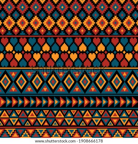 Aztec style seamless colorful pattern. Beautiful pattern background with geometric design elements.