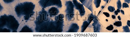 Sky Leopard Skin Texture. Black Zebra. Blue Leopard Flower. Spotted Animal Skin. Black Savage Print. Scarf Animal Print. Beige Background.