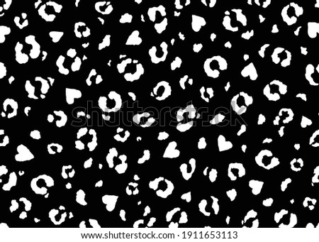Leopard skin pattern design with abstract heart shapes. Vector illustration background. Wildlife fur skin design illustration.