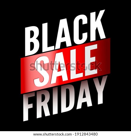 Black friday sale banner with red ribbon. Vector illustration.