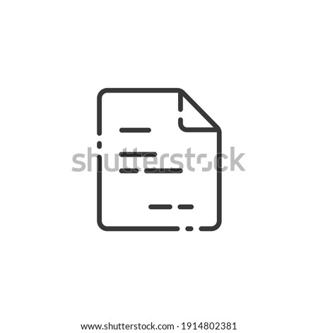 Text document thin line icon. Paper with content. Invoice. Outline commerce vector illustration