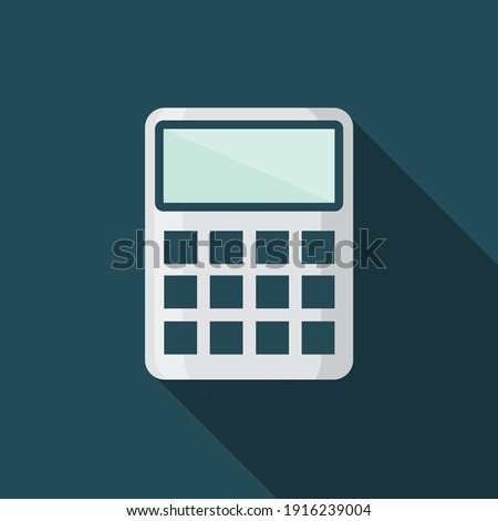 Flat Calculator Vector Illustration With Long Shadow, Calculator Flat Concept Icon, Calculator vector icon mathematics . Simple illustration of Calculator vector icon for web