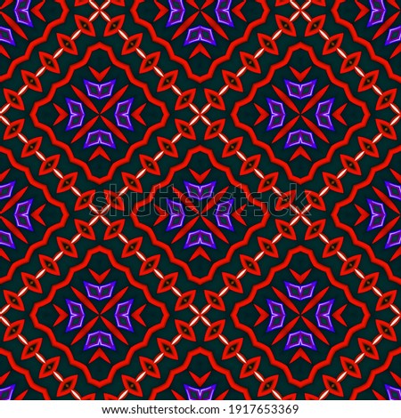 Seamless pattern with symmetric geometric ornament. 3d rendering, 3d illustration.
