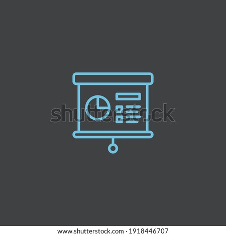 business financial strategy presentation icon with blue color on black background. icon, financial, black, business, strategy, presentation, blue, concept, illustration, design, finance, background
