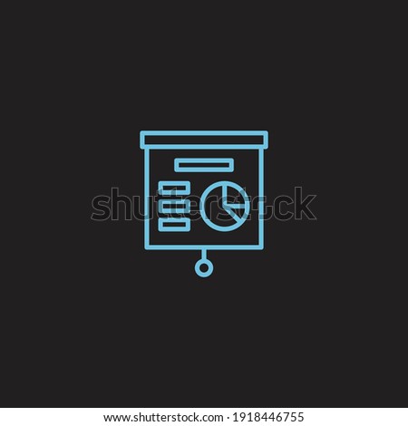 business financial strategy presentation icon with blue color on black background. icon, financial, black, business, strategy, presentation, blue, concept, illustration, design, finance, background