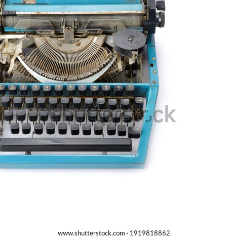 Old vintage typewriter Isolated on white background. Free space for text.