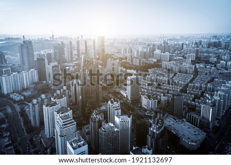 Aerial photography China Qingdao modern city architecture landsc