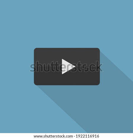 Color image of video playback on blue background, flat vector illustration