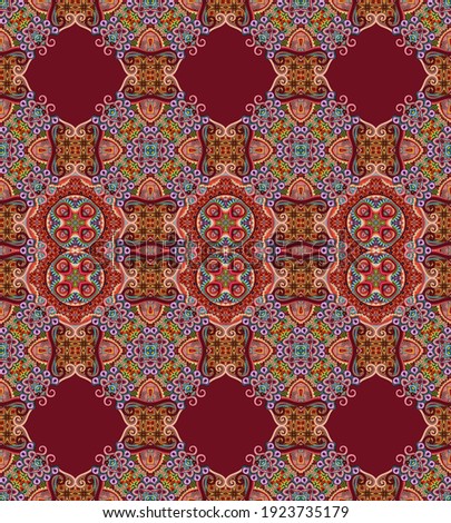 Raster abstract nature ethnic ornamental color seamless pattern
