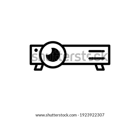 Presentation, movie, film, media projector vector illustration simple modern line icon, symbol, pictogram design.