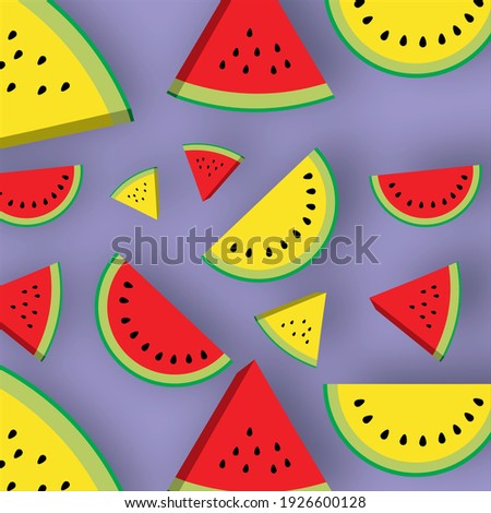 Watermelons pattern. Seamless vector in light purple background