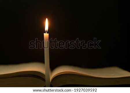 Burned lit candles for dinner, books.