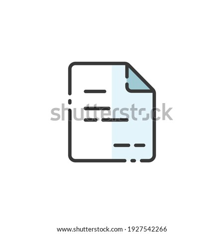 Text document. Paper with content. Invoice. Filled color icon. Commerce vector illustration