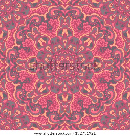 Oriental ornate seamless pattern. Ethnic bright background. Vector illustration.