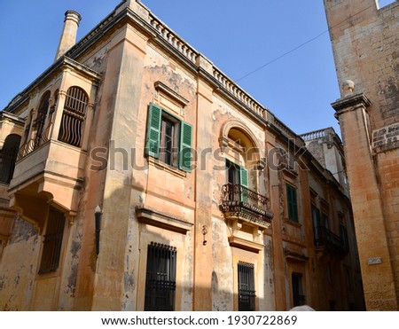 Beautiful old homes in the narrow streets of the ancient city of  Mdina Malta