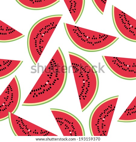 Seamless pattern with watermelon on the white background. 