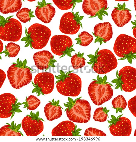 Natural fresh organic garden and forest strawberry seamless pattern vector illustration