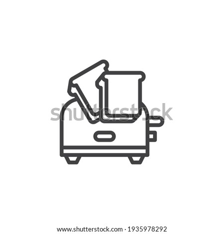 Toaster and toasts line icon. linear style sign for mobile concept and web design. Toaster with bread outline vector icon. Breakfast symbol, logo illustration. Vector graphics