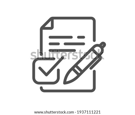 Voting ballot paper line icon. Vote ticket sign. Vector