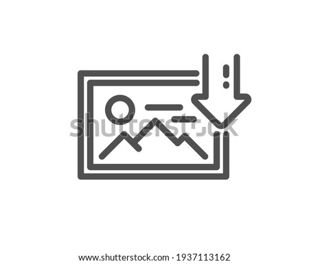 Download photo line icon. Image thumbnail sign. Vector