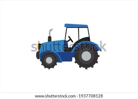 Rural Blue Tractor Vector Icon
