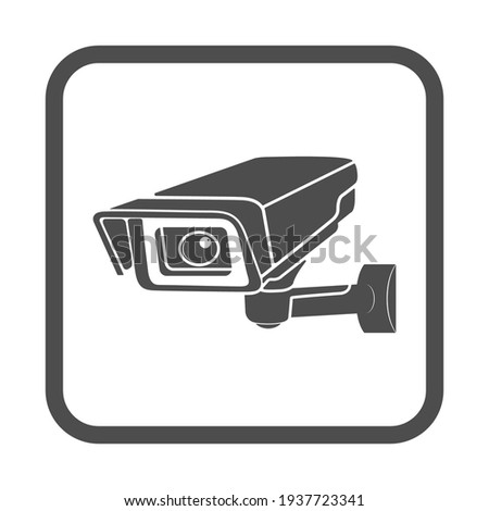 Video surveillance square icon. Video camera icon. Empty outline, flat style.