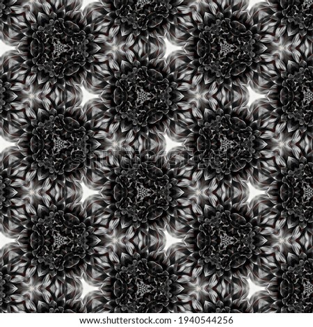Black floral mandala pattern background