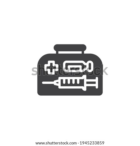 Covid-19 vaccination kit vector icon. filled flat sign for mobile concept and web design. Medical bag with vaccine injection glyph icon. Symbol, logo illustration. Vector graphics