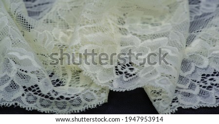 Beige lace in pastel colors. Vintage floral background. Lace is an openwork fabric obtained by crossing the threads that form motives connected by the base