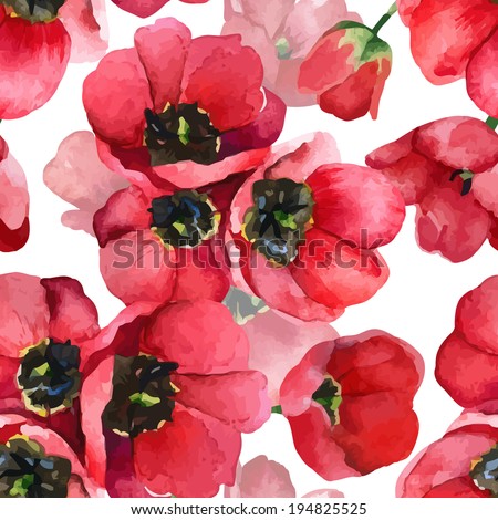 Floral pattern. Vector seamless background. Red tulips 