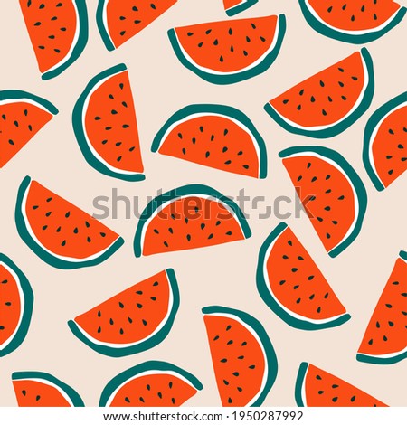 Red Watermelon seamless pattern, berry summer pattern, perfect for printing on fabric or decor