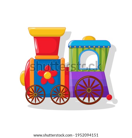 Colorful cartoon toy train vector illustration. children's toy transport