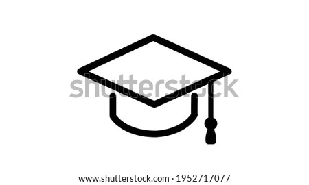 Graduation Cap Icon. Vector black isolated illustration