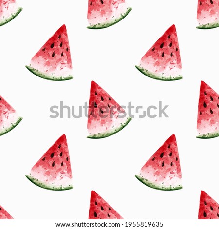 seamless watercolor pattern juicy watermelon for printing on fabric, wallpaper, paper